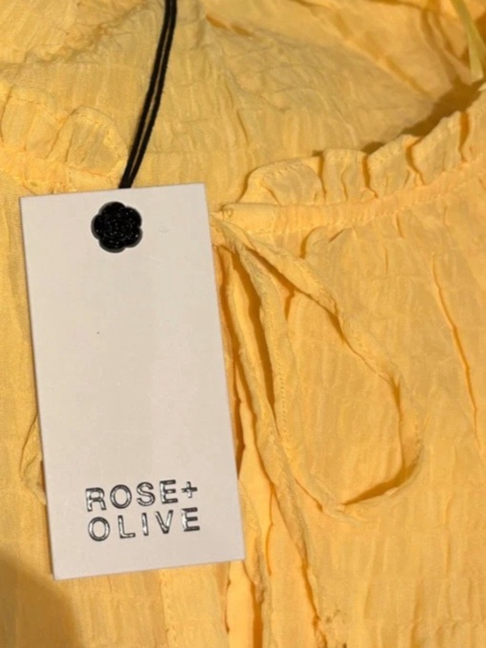 Rose & Olive Yellow Flutter-Sleeve Peasant Top - Picture 3 of 5